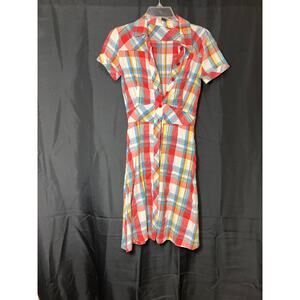Divided Plaid Button Down Dress Size 4 Women's